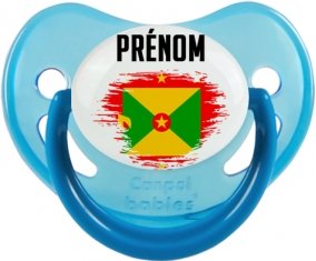 Drapeau effet pinceau Grenade avec prénom Sucette Physiologique Bleue phosphorescente