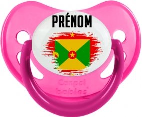 Drapeau effet pinceau Grenade avec prénom Sucette Physiologique Rose phosphorescente