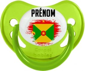 Drapeau effet pinceau Grenade avec prénom Sucette Physiologique Vert phosphorescente
