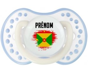 Drapeau effet pinceau Grenade avec prénom Sucette LOVI Dynamic Blanc-cyan classique