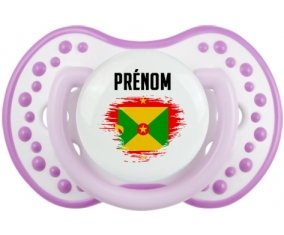 Drapeau effet pinceau Grenade avec prénom Sucette LOVI Dynamic Blanc-mauve classique