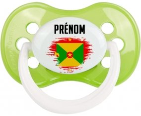 Drapeau effet pinceau Grenade avec prénom Sucette Anatomique Vert classique