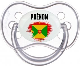 Drapeau effet pinceau Grenade avec prénom Sucette Anatomique Transparente classique
