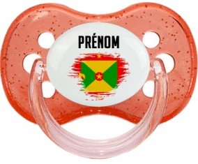Drapeau effet pinceau Grenade avec prénom Tétine Cerise Rouge à paillette