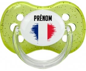 Drapeau effet pinceau Guadeloupe avec prénom Sucete Cerise Vert à paillette