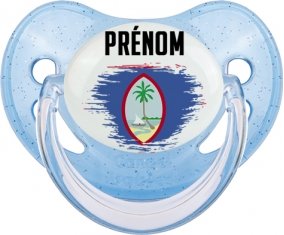 Drapeau effet pinceau Guam avec prénom Sucete Physiologique Bleue à paillette