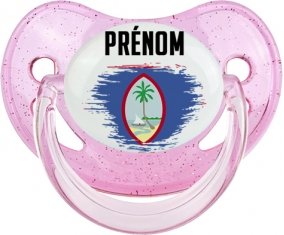 Drapeau effet pinceau Guam avec prénom Sucete Physiologique Rose à paillette