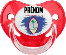 Drapeau effet pinceau Guam avec prénom Sucete Physiologique Rouge à paillette
