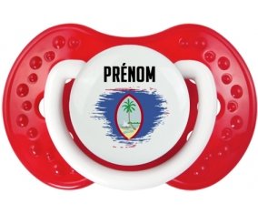 Drapeau effet pinceau Guam avec prénom Tétine LOVI Dynamic Blanc-rouge classique