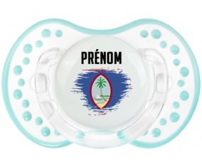 Drapeau effet pinceau Guam avec prénom Tétine LOVI Dynamic Retro-blanc-lagon classique