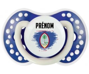 Drapeau effet pinceau Guam avec prénom Tétine LOVI Dynamic Bleu-marine phosphorescente