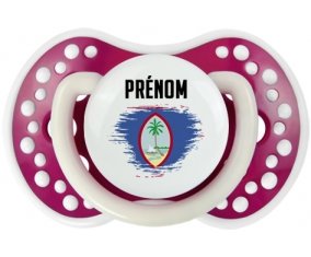Drapeau effet pinceau Guam avec prénom Tétine LOVI Dynamic Fuchsia phosphorescente