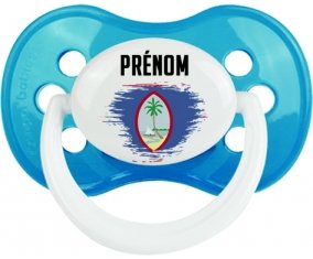 Drapeau effet pinceau Guam avec prénom Sucette Anatomique Cyan classique