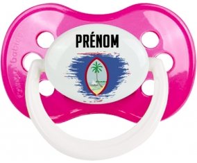 Drapeau effet pinceau Guam avec prénom Sucette Anatomique Rose foncé classique