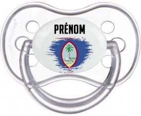 Drapeau effet pinceau Guam avec prénom Sucette Anatomique Transparente classique