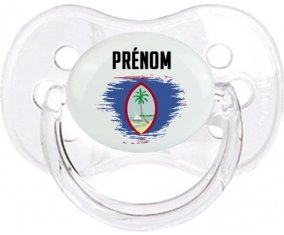 Drapeau effet pinceau Guam avec prénom Sucette Cerise Transparent classique