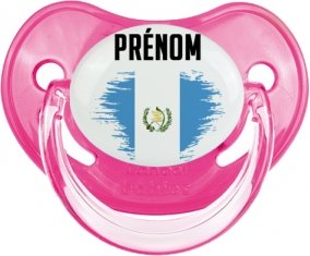 Drapeau effet pinceau Guatemala avec prénom Sucette Physiologique Rose classique