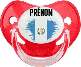 Drapeau effet pinceau Guatemala avec prénom Sucette Physiologique Rouge à paillette