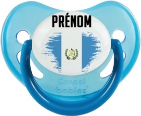 Drapeau effet pinceau Guatemala avec prénom Sucette Physiologique Bleue phosphorescente
