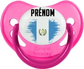 Drapeau effet pinceau Guatemala avec prénom Sucette Physiologique Rose phosphorescente
