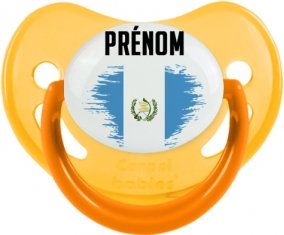 Drapeau effet pinceau Guatemala avec prénom Sucette Physiologique Jaune phosphorescente