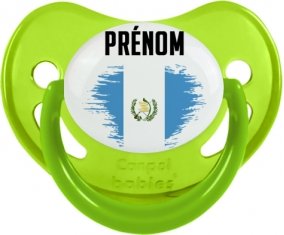 Drapeau effet pinceau Guatemala avec prénom Sucette Physiologique Vert phosphorescente
