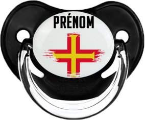 Drapeau effet pinceau Guernesey avec prénom Sucette Physiologique Noir classique
