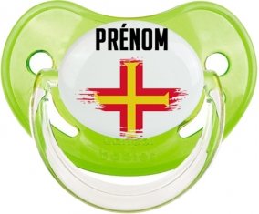 Drapeau effet pinceau Guernesey avec prénom Sucette Physiologique Vert classique