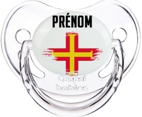 Drapeau effet pinceau Guernesey avec prénom Sucette Physiologique Transparent classique