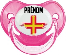 Drapeau effet pinceau Guernesey avec prénom Sucette Physiologique Rose classique