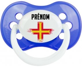 Drapeau effet pinceau Guernesey avec prénom : Sucette Anatomique personnalisée