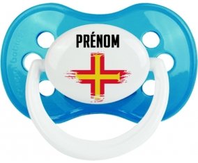 Drapeau effet pinceau Guernesey avec prénom Sucette Anatomique Cyan classique