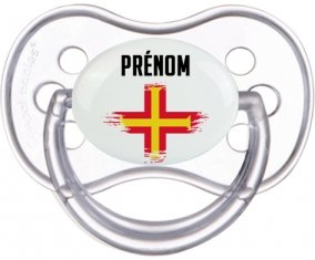 Drapeau effet pinceau Guernesey avec prénom Sucette Anatomique Transparente classique