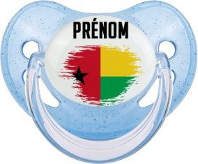 Drapeau effet pinceau Guinée avec prénom Tétine Physiologique Bleue à paillette