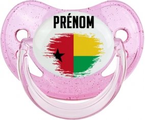 Drapeau effet pinceau Guinée avec prénom Tétine Physiologique Rose à paillette