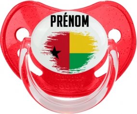 Drapeau effet pinceau Guinée avec prénom Tétine Physiologique Rouge à paillette