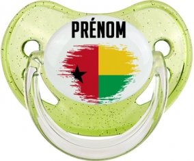 Drapeau effet pinceau Guinée avec prénom Tétine Physiologique Vert à paillette