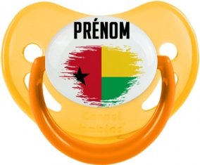 Drapeau effet pinceau Guinée avec prénom Tétine Physiologique Jaune phosphorescente