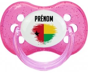 Drapeau effet pinceau Guinée avec prénom Sucete Cerise Rose à paillette