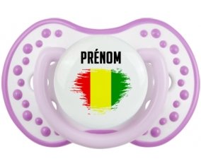 Drapeau effet pinceau Guinée Bissau avec prénom Tétine LOVI Dynamic Blanc-mauve classique
