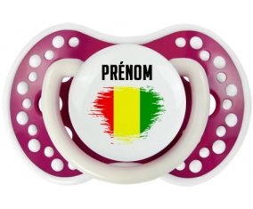 Drapeau effet pinceau Guinée Bissau avec prénom Tétine LOVI Dynamic Fuchsia phosphorescente