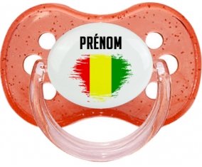 Drapeau effet pinceau Guinée Bissau avec prénom Sucette Cerise Rouge à paillette