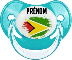 Drapeau effet pinceau Guyane avec prénom Sucette Physiologique Bleue classique