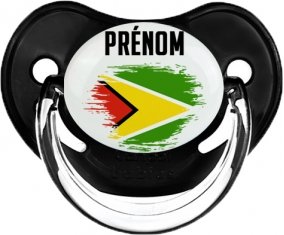 Drapeau effet pinceau Guyane avec prénom Sucette Physiologique Noir classique