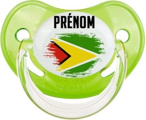 Drapeau effet pinceau Guyane avec prénom Sucette Physiologique Vert classique