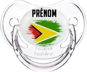 Drapeau effet pinceau Guyane avec prénom Sucette Physiologique Transparent classique