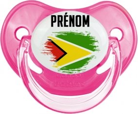 Drapeau effet pinceau Guyane avec prénom Sucette Physiologique Rose classique