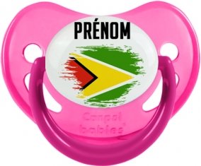 Drapeau effet pinceau Guyane avec prénom Sucette Physiologique Rose phosphorescente