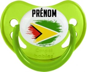 Drapeau effet pinceau Guyane avec prénom Sucette Physiologique Vert phosphorescente