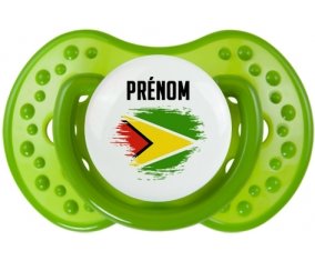 Drapeau effet pinceau Guyane avec prénom : Sucette LOVI Dynamic personnalisée